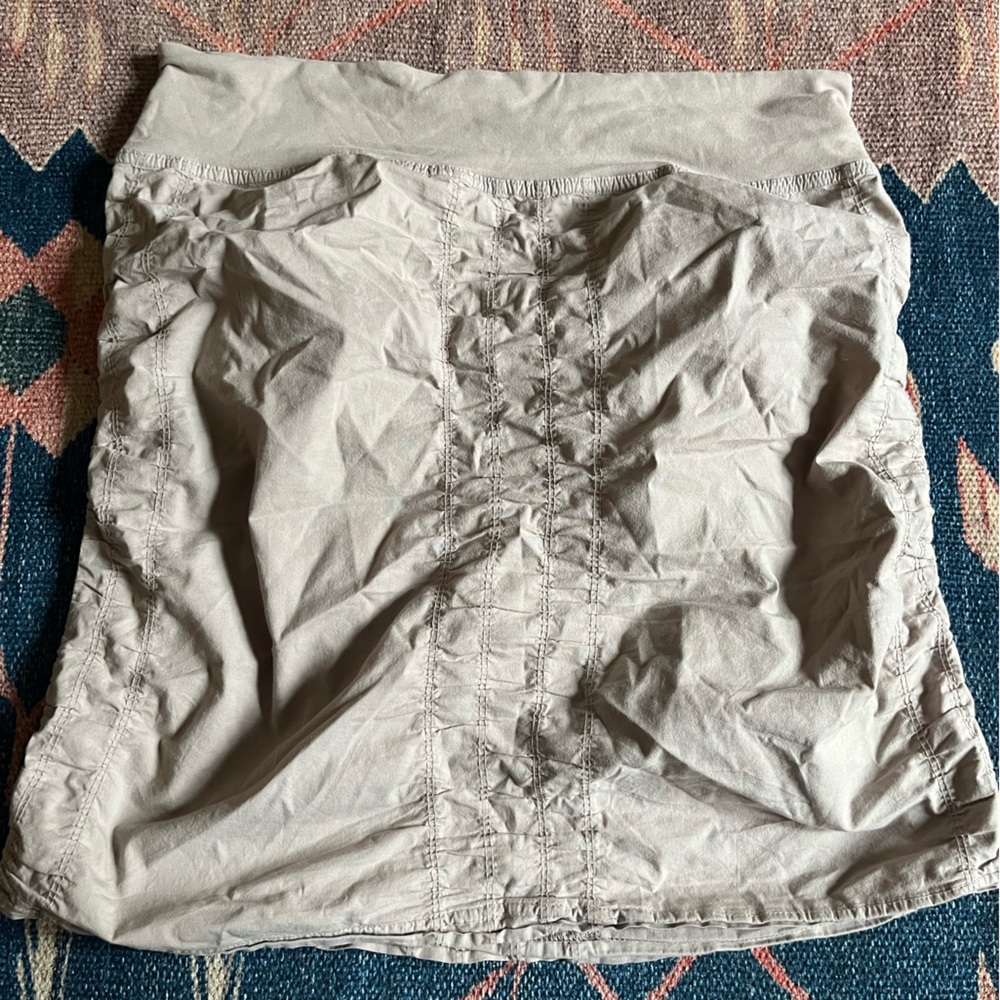 Washed cream cargo style ruched skirt